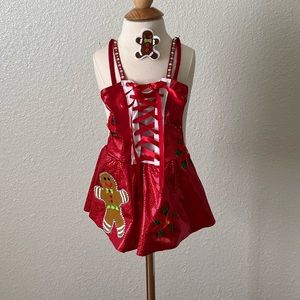Upcycled Gingerbread/Poinsettia Pageant OOC size xsmall 18moths-3t